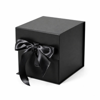 Boîte cadeau noire haut de gamme étanche avec compartiments, doublure en éponge, ruban de présentation, pour cadeaux saisonniers, emballage de vente au détail