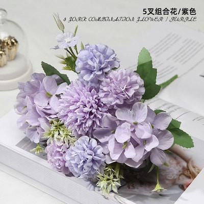 Combo d'hortensias à 5 branches Effie [Violet romantique]
