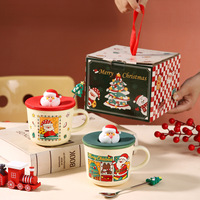 Mugs en céramique mignons en gros, mugs de Noël en céramique, mugs en porcelaine jetables créatifs à motifs de dessins animés, coffrets cadeaux, mugs à café en céramique personnalisés