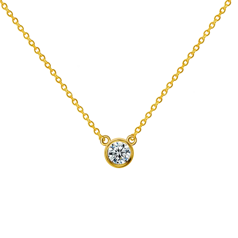 Starsgem 14K Kalung Emas Kuning Harga Grosir untuk 3Mm Putaran Brilian Cut Moissanite Dalam 16 Inci