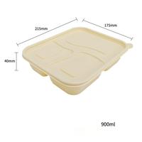 Boîte à repas jetable en amidon de maïs écologique à 3 compartiments 900ml 1000ml 1100ml pour plats à emporter