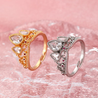 Zircon Raiponce Couronne Anneaux Plaqué Or Princesse Mariage Geek Bijoux Ouverture Réglable Haut de Gamme Princesse Anneau