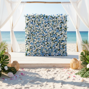 Toile de fond de graduation personnalisable en forme de mur de fleurs en tissu de soie, enroulable, écologique, vente en gros - Product Image 1
