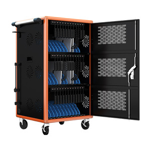 Armoire de recharge moderne pour ordinateurs portables et tablettes à 36 emplacements avec roulettes, idéale pour les espaces publics tels que les centres commerciaux et les hôtels - Product Image 1