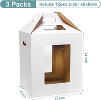 Wowxyz Lot de 3 boîtes à gâteaux jetables en carton de qualité alimentaire 12x12x14 pouces, design à étages, fenêtre et poignée pour mariages/fêtes d'anniversaire