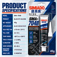 SIMIADO 704B 45g Noir Caoutchouc silicone RTV Isolation électrique Étanchéité anti-humidité pour la construction Large plage de températures