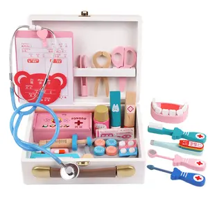 Children's Small Nurse Tool Wooden Simulation Medicine Box Boy Girl Doctor Set Toy Unisex Wood Crafts Kids Bollywood Toys