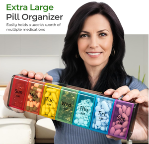 Organizador de Pastillas Semanal Extra Grande, 2 Veces al Día, Pastillero XXL de 7 Días con Compartimentos Grandes AM PM, Estuche para Medicamentos Diario Libre de BPA - Product Image 6