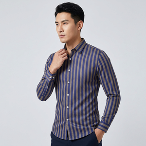Camisa de Manga Larga a Rayas para Hombre, Venta al por Mayor, Logotipo Personalizado, Camisa Casual de Algodón para Negocios, Fabricante OEM ODM, Proveedor, Exportaciones de Fábrica - Product Image 2