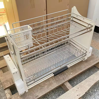 Fábrica Custom Modern Flat Chrome Hotel Uso Cozinha Prato Rack Gabinete Elevador De Armazenamento Cesta com Pull Down Hardware