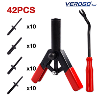 VEROGO 42 Pcs Set Alat Rivet Plastik dengan Rivet dan Alat Pelepas untuk Pengikat Trim Panel Pintu Mobil