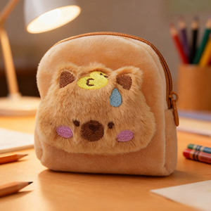 Porte-clés en peluche mignon de capybara de dessin animé, accessoire scolaire pour enfants, design anime, jouet en peluche miniature, porte-monnaie KL - Product Image 3