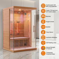 Sauna infrarouge de luxe en verre trempé transparent pour 2 personnes, faible EMF, avec lumière 7 couleurs pour la maison