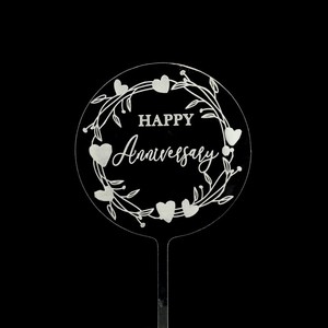Nuovi Topper per Torta Personalizzati in Acrilico Trasparente a Forma di Cuore, Eleganti con Stampa Serigrafica '<span class=keywords><strong>Buon</strong></span> <span class=keywords><strong>Compleanno</strong></span>' e 'Festa del Papà', Ecologici - Product Image 2