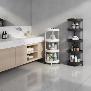 Estante de Almacenamiento Multinivel de Plástico para Baño y Cocina, Estante Triangular de Esquina de Piso a Techo para Inodoro, Resistente y Elegante - Product Image 1