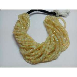 Cuentas facetadas de ópalo etíope Welo arcoíris de fuego, color amarillo natural, calidad AA, de 4-6 mm, en hilo de 16 pulgadas de largo. - Product Image 2