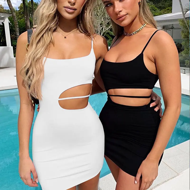 Summer Selling New product Women's Sexy Bodycon Slip Dress Hollow Off Shoulder Backless Mini Dresses