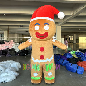 Attraenti Costumi da Mascotte Gonfiabile a Forma di Omino di Pan di Zenzero per Adulti Tuta da <span class=keywords><strong>Costume</strong></span> Natalizio in Peluche per Halloween - Product Image 1