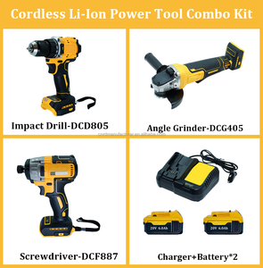 Kit combiné d'outils électriques sans fil Li-ion : perceuse à percussion, meuleuse d'angle, tournevis à chocs, deux batteries et chargeur - Product Image 6