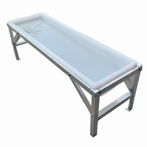 Plastic Sheep Goat Feed <strong>Trough</strong> With <strong>Metal</strong> Support Stand PP Livestock Feeding <strong>Water</strong> <strong>Trough</strong> for Farm - Product Image 1