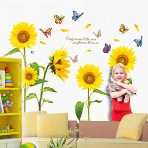 Hoa Hướng Dương Dán Tường Bướm Cho Nhà Cửa Phòng Khách Phòng Ngủ Phòng Trẻ Em Trang Trí Trong Nhà Bếp Đề Can Trang Trí - Product Image 2