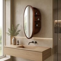 Meilleures ventes : Meuble miroir de salle de bain ovale en bois pour appartement et hôtel