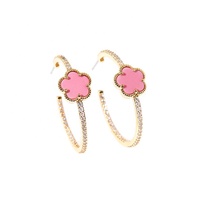 Bijoux personnalisés ODM OEM JIACHEN, boucles d'oreilles créoles géométriques classiques en coquillage, corail, turquoise, onyx noir, plaqué or 18 carats, tendance