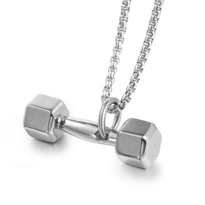 Stainless Steel <b>Dumbbell</b> Pendant Necklace Unisex Fitness Gift SP610 - Product Image 1