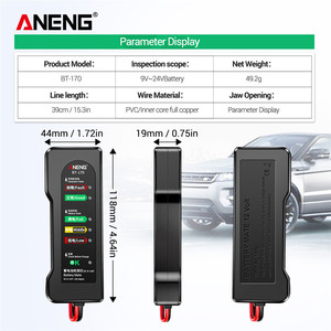 ANENG BT-170 เครื่องมือวัดแบตเตอรี่ดิจิตอลสำหรับรถยนต์ 9-24V พร้อมไฟฉาย LED วัดแรงดันไฟฟ้า ความต้านทานอินพุต 1 เมตร รองรับแบตเตอรี่แบบ AAA - Product Image 5