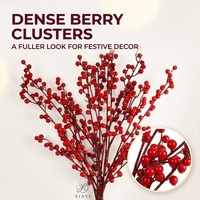 Bola Berry Emas Gaya Amerika Buatan Tangan Dekoratif 43 cm Garland Tinsel 12 Cabang Bunga Glitter Buatan