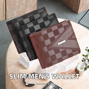 Portefeuille en cuir PU pour homme fait à la main, design minimaliste et fin, fermeture ouverte, cuir véritable, polyester, porte-cartes de crédit court - Product Image 2