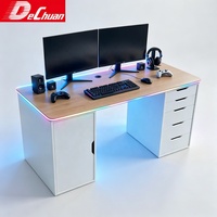 Table d'ordinateur multifonction Project Supply avec éclairage LED sur le bord et 6 compartiments de rangement