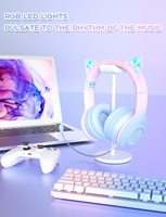 Casque Bluetooth pour enfants K2 RGB avec éclairage ambiant, pliable, câble audio et microphone détachable, casque sans fil et filaire pour enfants