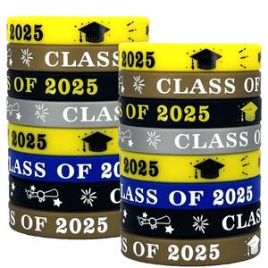 Bracelets de graduation en silicone style Europe-Amérique pour la promotion 2025 – Lot de 6 bracelets de fête étanches pour collégiens - Product Image 1