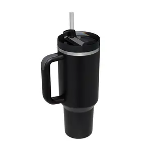 Abd depo toptan siyah toz kaplı stok RTS 40oz tumbler kolu ile renkli mat H2.0