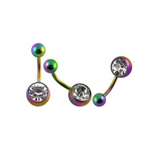 Anillos de Ombligo de Acero Inoxidable con Circonita, Joyería para Piercing de Ombligo, Anillo de Ombligo con Doble Gema, Joyería para Piercing Corporal - Product Image 1