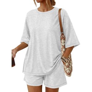 Conjunto de Verano de 2 Piezas FOXA, Top Holgado y Pantalones Cortos con Bolsillos, Atuendo Casual Transpirable para Mujer - Product Image 1