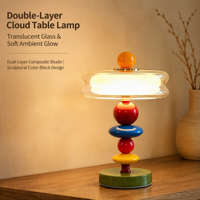 Lampe de table Bauhaus Memphis pour chambre à coucher, salon, café, hôtel, lampe de nuit sans fil rechargeable en forme de champignon, verre, chambre d'enfant