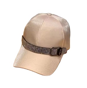 Casquette de baseball unisexe 6 panneaux en tissu Oxford, strass, matériau imperméable en cuir, style sportif européen et américain, luxe léger - Product Image 1