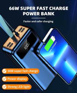 66 Wát Sạc nhanh được xây dựng trong bốn Cáp ngân hàng điện 40000mAh 80000mAh 120000 cao mAh 140000mAh sạc điện với đèn pin - Product Image 2