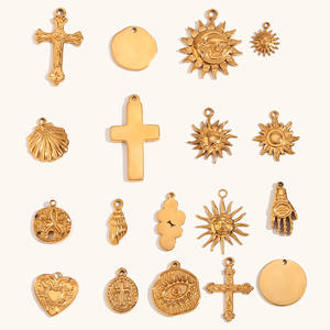 Colección de Dijes Religiosos y Espirituales | Acero Inoxidable con Baño de Oro PVD de 18K | Colgante de Cruz, Ojo Turco, Hamsa para Creación de Joyería DIY - Product Image 2