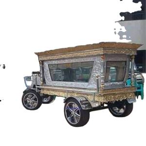 Carruaje funerario tallado en blanco inglés de alta calidad, carro funerario de caballos dorado único, transporte especial - Product Image 6