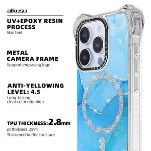 Coques de téléphone personnalisées en époxy pailleté AIKUSU Design, compatibles avec la charge sans fil, pour iPhone 17, 16, 15 Pro Max - Product Image 5