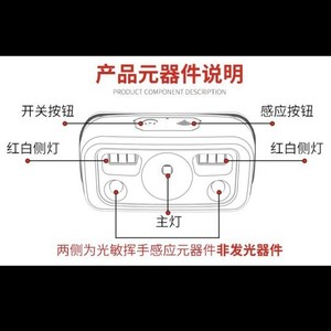 Lampe frontale Crispi rechargeable à LED, étanche, légère, avec capteur de mouvement, pour la pêche, la chasse, l'utilisation en extérieur - Product Image 4