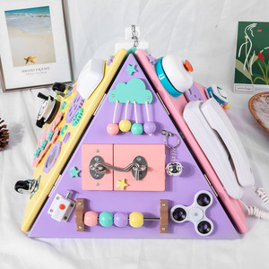 Juguetes sensoriales Educación temprana Juguetes para bebés pequeños Multifuncional Montessori Casa de tablero ocupado de madera para niños - Product Image 2