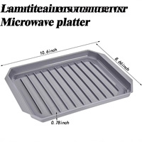 MIXWARES Plateau de cuisson rectangulaire en PP pour micro-ondes, support à bacon, design anti-éclaboussures, réutilisable pour usage domestique