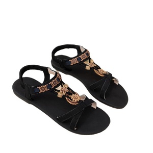 Sandalias Romanas de <span class=keywords><strong>Mujer</strong></span> Tallas Grandes con Punta Abierta, Planas, Florales, con Pedrería, Transpirables, para Playa y Verano - Precio Especial al por Mayor - Product Image 5