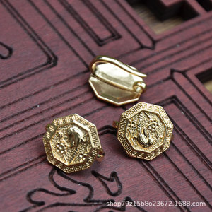 Pure Copper Butterfly Ruyi Flower <b>Button</b> Earring Brooch Jewelry Accessories Plated Metal Decorative Findings For DIY Crafting - Product Image 4