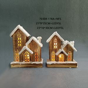 Mini casa iluminada de Navidad de madera LED-Pueblo iluminado para vacaciones Fábrica al por mayor - Product Image 2