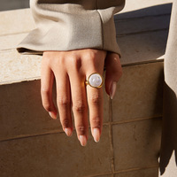 Bague ovale en acier inoxydable Gaovo avec pierre blanche pour femme, étanche, hypoallergénique, accessoire de mode, collection cadeau
